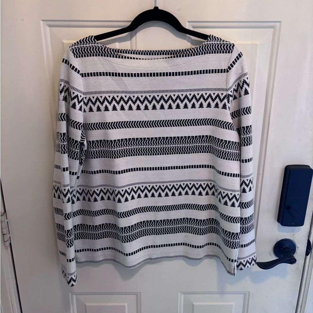 J. Jill Black and Cream Patterned Long Sleeve Top - Picture 3 of 5